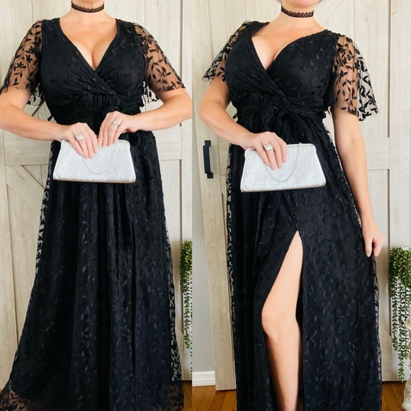 Baltic Born Black Floral Embroidered Maxi Dress - Picture 1 of 11